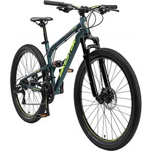BIKESTAR MTB Mountain bike sospensione completa in alluminio, freni a disco, 27.5 | Bicicletta MTB telaio 18.5 cambio Shimano a 21 velocità | Verde