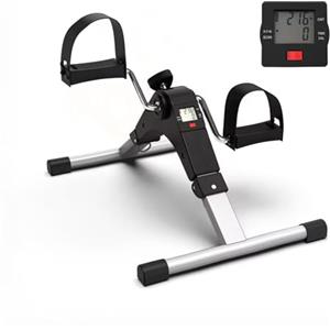 LEIVESTE Mini Cyclette Pieghevole da casa con Schermo LCD, Pedaliera seduta da Fitness per Casa e Ufficio, Allenamento Gambe e Braccia, Resistenza Regolabile, Pedali Antiscivolo (Nero)
