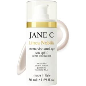 JANEC JANE-C Crema Viso Antirughe Super tonificante con SPF30 -Skincare Coreana Anti-Age con Bava di Lumaca, Retinolo Vegetale Acido Ialuronico e Pantenolo e vit E- Per pelle sensibile-50ml Made in Italy