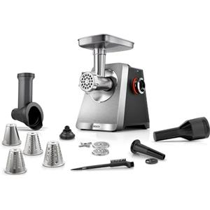 Bosch, Tritacarne MultiPower Serie 8, motore da 2500 watt, tritacarne, grattugia, accessorio per salsicce e kebbe, colore nero, MFWS840M