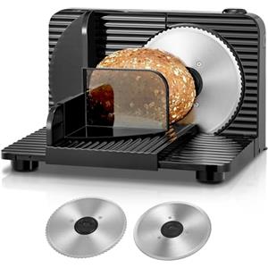 FOHERE Affettatrice Elettrica da Casa, Affettatrice Pieghevole con 2 Lame in Acciaio Inox, Spessore Regolabile 0-15mm - Perfetta per Pane, Formaggio, Salumi e Verdure