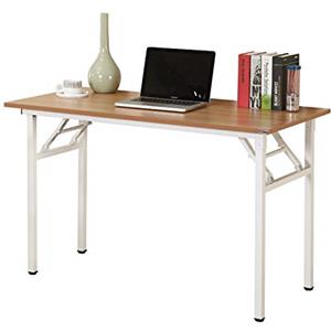 sogesfurniture Tavolo Pieghevole 100x60cm Scrivanie Computer Scrivanie Studio Ufficio Postazioni di Lavoro Tavolo Scrivania PC Moderno in Acciaio Legno, Teak & Bianco AC5TW-100-SF