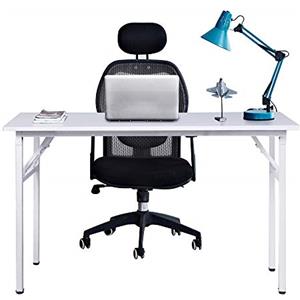 sogesfurniture Tavolo Pieghevole 120x60cm Scrivanie Computer Scrivanie Studio Ufficio Postazioni di Lavoro Tavolo Scrivania PC Moderno in Acciaio Legno, Bianco AC5W-120-SF