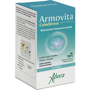 Aboca Armovita CalmStress Advanced - Integratore Rilassante con Biancospino, Passiflora, Camomilla e Ziziphus - 45 Capsule