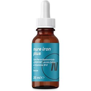 NURE Iron Plus Gocce Orali 30 ml | Integratore ferro, gocce per anemia e stanchezza | Ferro microincapsulato, vitamina B12, acido folico