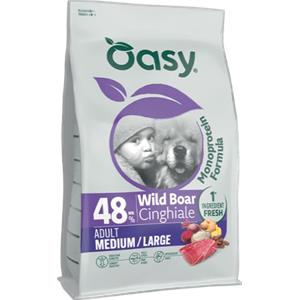 Oasy MonoProtein Adult Medium/Large Cinghiale - Alimento Secco Completo per Cani Adulti di Taglia Media e Grande, 12 Kg