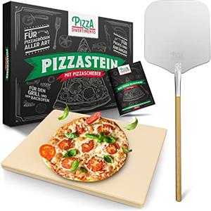 Pizza Divertimento Pietra refrattaria per pizza da forno - Con pala per pizza - Pietre di cordierite - Base croccante e condimento gustoso