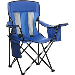 Amazon Basics Sedia da campeggio con tasca termica, Normale, Blu (Rete)
