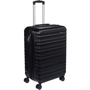 Amazon Basics Valigia Rigida Media - Bagaglio Espandibile ABS con 4 Ruote Doppie Girevoli - Resistente ai Graffi e Leggera - 68 x 45,1 x 28,6cm - Nero