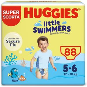 Huggies Little Swimmers, Taglia 5-6 (12-18 kg), 8 Confezioni da 11 Pannolini Costumini, per un totale di 88 Costumini