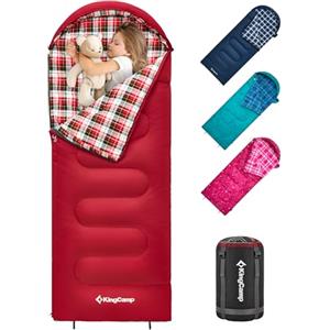 KingCamp Sacco a Pelo - in Flanella Cotone 170(140+30) x70cm Gemellabile Compatto Caldo 4 Stagioni, per bambini 8 anni 10 anni 12 anni 140cm 120cm