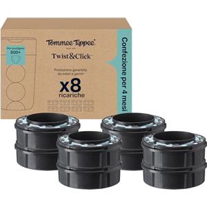 Tommee Tippee Ricariche originali per mangiapannolini Twist & Click Advanced, confezione esclusiva da 8 ricariche di 10,5 metri l'una, praticità e risparmio, 8 X 10,5 m