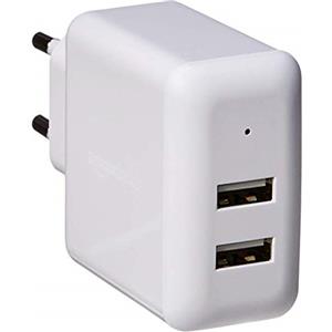 Amazon Basics Caricabatterie da parete a 2 porte USB (2,4 A) - Bianco