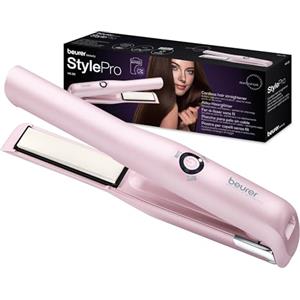 Beurer HS 20 Piastra per Capelli Senza Fili con Batteria Ricaricabile, 3 Temperature, Riscaldamento Rapido, USB, Ceramica e Tormalina, Compatta da Viaggio, Rosa