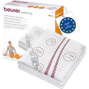 Beurer Ub 90, Coprimaterasso Termico, Scaldaletto Singolo, Riscaldamento Rapido E 2 Zone Di Temperatura Regolabili In 9 Livelli Cad, Bianco, 150 x 80 x 0.1 cm; 1.3 Kg
