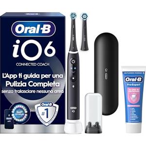 Oral-B Spazzolino Elettrico Ricaricabile iO 6N Nero, 1 Spazzolino Elettrico, 2 Testine Di Ricambio, Custodia Da Viaggio + 1 Dentifricio Oral-B Pro Expert Sensibilità, Pulizia Denti Efficace