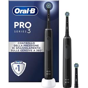 Oral-B Spazzolino Elettrico Ricaricabile Pro 3 3900 Nero, 3 Testine. 2 Spazzolini