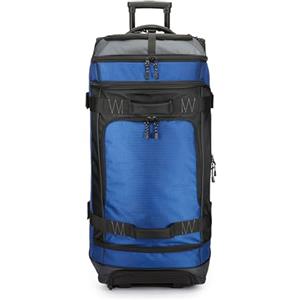 Amazon Basics Borsone da Viaggio con Ruote,Grande (89 cm, 137 litri), Trolley Leggero e Robusto in Tessuto Ripstop, Spazioso, con Manico Telescopico, Ideale per Viaggi, Lavoro e Tempo Libero, Blu