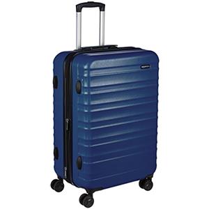 Amazon Basics Valigia Trolley rigido con rotelle girevoli, 68 cm, Blu Marino
