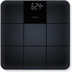 Beurer GS 235 Bilancia Pesapersone Digitale in Vetro con Superficie in Silicone Antiscivolo a Piastrella opaca e Display Magic invisibile, Spegnimento Automatico, Portata max di 180 kg, colore nero