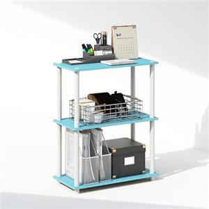 Furinno TURN-N-TUBE Libreria, libreria a 3 ripiani, libreria con scaffale espositivo compatto multiuso, 29.5 x 59.9 x 75.2 cm, per soggiorno, camera da letto, ufficio domestico, Light Blue/bianco