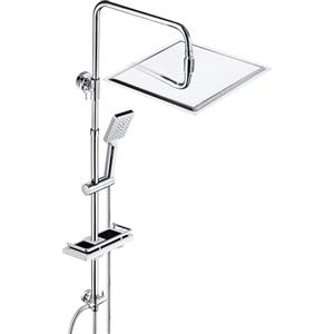 JOHO Colonna Doccia idromassaggio Colonna Doccia con Soffione Senza Miscelatore Set Doccia Completo a pioggia con Porta Ogetti Mensola Colonna in Acciaio INOX 30 * 30cm.