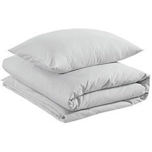 Amazon Basics Parure copripiumino in 100% cotone leggero - 135 x 200 cm / 50 x 80 cm, Grigio chiaro