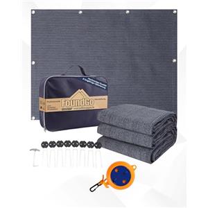 FoundGo Tappeto per tenda da sole con occhielli, in HDPE da 280 g/m², per esterni, da campeggio, traspirante, con borsa per il trasporto, chiodi a T in acciaio e filo stendibiancheria, colore: