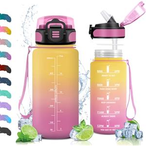 Vikaster Borraccia Bambini, 0.5l Borraccia Bambini con Cannuccia, Borracce Senza BPA & Prova di Perdite, Bottiglia Acqua Sportiva per Bambini Scuola, Bici, Palestra, Yoga, Ufficio, Trekking, Outdoor