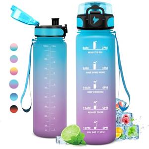 KollyKolla Borraccia 1 Litro, Borraccia Motivazionale con Filtro, Borracce senza BPA, Palestra, a Prova di Perdite, Bottiglia Acqua Adulto, per Sportiva, Bici, Viaggio, Gym, Ciclismo