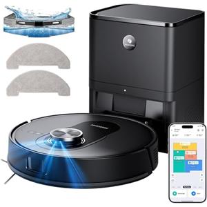 Proscenic Q8 Max+ Robot Aspirapolvere Lavapavimenti con Mappatura 8000Pa, 200 min, Evitamento Automatico Degli Ostacoli, Robot aspirapolvere con WiFi/Alexa/App, per Tappeti/Pavimenti/Peli