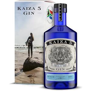 KAIZA 5 BLUE GIN - 0,7 l - 43% | Gin dall'Africa del Sud/Città del Capo | Floreale, fruttato, fresco | Sambuco, Mirtillo e Frutto del Drago | Surfer