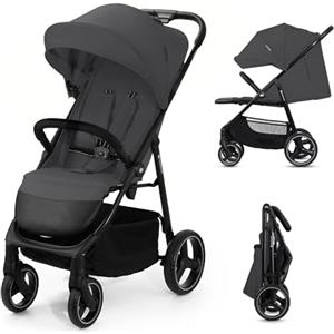 kk Kinderkraft Kinderkraft TRIG 3 Passeggino Leggero, Pieghevole, Posizione Distesa, Posizione Reclinata, Sospensione 4 Ruote, Cinture di sicurezza a 5 punti, Bambini, Fino a 25 kg, Gris