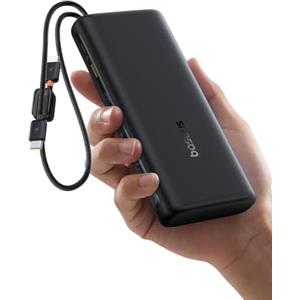 Baseus FC41 100W Powerbank per Laptop, Ricarica Rapida 20000mAh Power Bank con 2 Cavi USB-C Integrati, Batteria Esterna con Display a LED per MacBook Pro, iPhone, iPad, Samsung