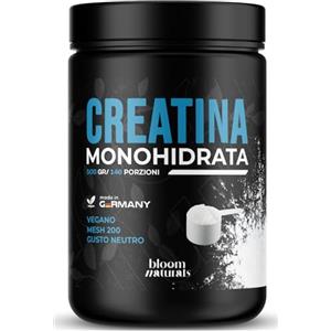 Bloom Naturals Beauty Supplements Creatina Monoidrata in Polvere 500g - 146 Porzioni - Gusto Neutro, Mesh 200 - Vegana, Prodotta in Germania - Creatina Monoidrato Polvere - Creatine Monohydrate Pure - Testato in Laboratorio