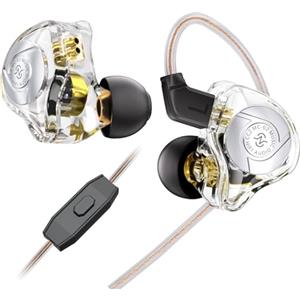keephifi CCZ MC02 - Auricolari da gioco con cancellazione del rumore, in-ear, jack 3,5 mm, bassi profondi, microfono, cuffie DJ 10 mm, doppio DD