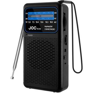 Vemfay Radiolina Portatile, FM/AM Radio a Pile, Radiolina con Comoda Clip a Moschettone Per Cuffie, Versatile Radio a Pile, Nero