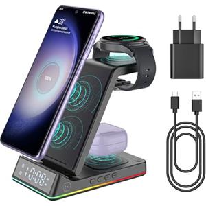 EVARY Caricatore Wireless 18W Rapida Wireless per Samsung S24 S23 S22 Ultra S21 S20 Galaxy Buds+ Pro,Wireless Charger für Galaxy Watch 5/5 Pro/4/3/Active 2/1