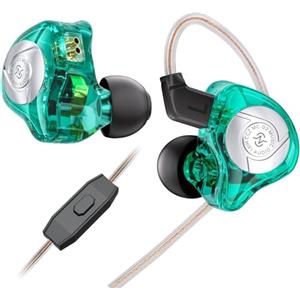 keephifi CCZ MC02 - Auricolari da gioco con cancellazione del rumore, in-ear, jack 3,5 mm, bassi profondi IEM, microfono, cuffie DJ 10 mm, doppio DD