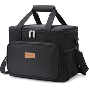 Lifewit Borsa Termica Porta Pranzo 15L(24 Lattine), Grande Borse Frigo Pranzo Ufficio per Uomo e Donna, Lunch Bag per Lavoro, Mare, Viaggio, Spiaggia, Nero