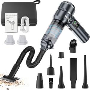 HOVIN Aspirapolvere per Auto - 26000pa Mini Aspirabriciole Senza Fili per Auto, One-Touch Dust Dump con 3 Velocità Motore Brushless, Aspirapolvere Portatile, per PC, Casa, Cucina, Fessure, Angoli