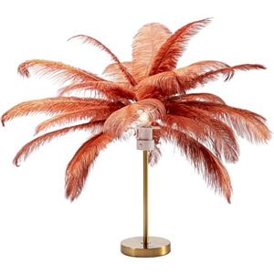 Kare Design Lampada da tavolo Feather Palm, oro/arancione scuro, abat jour, lampada comodino, stile boho, elegante, lussuosa, esotico, 60x50x50cm (A/L/P), lampadina non inclusa