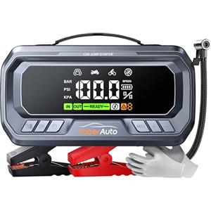 YaberAuto Avviatore Batteria Auto 8000A 26800mAh con Compressore 160PSI Uscita DC 160W, PD65W Booster Avviamento,Avviatore Emergenza per Auto (Tutto Gas/12.0L Diesel), 600 Lumens