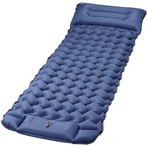 Quirlig Materassino campeggio Singolo, Materassino Gonfiabile Campeggio Ultraleggero con Cuscino, Materassino Trekking con Pompa a Pedale integrata, Materasso Tenda 68x198, Blu