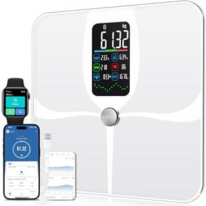 Lepulse Bilancia Impedenziometrica, Bilancia Intelligente Display Grande, Analisi Grasso Corporeo, Massa Muscolare, IMC, 22 Misurazioni, con App