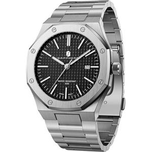 SAPPHERO Orologio da uomo Orologi uomo in acciaio inossidabile ottagonali impermeabili Movimento al quarzo giapponese Movimento al quarzo Business Casual con data e funzione luminosa