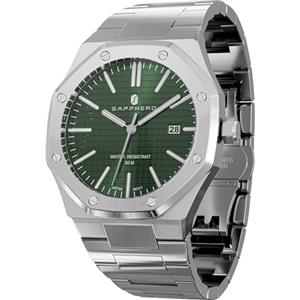 SAPPHERO Orologio da uomo Orologi uomo in acciaio inossidabile ottagonali impermeabili Movimento al quarzo giapponese Movimento al quarzo Business Casual con data e funzione luminosa
