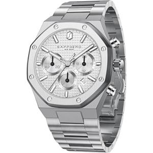 SAPPHERO Orologio da uomo Orologi uomo in acciaio inossidabile ottagonali impermeabili Movimento al quarzo giapponese Movimento al quarzo Business Casual con data e funzione luminosa