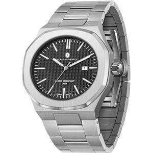 SAPPHERO Orologio da uomo Orologi uomo in acciaio inossidabile ottagonali impermeabili Movimento al quarzo giapponese Movimento al quarzo Business Casual con data e funzione luminosa