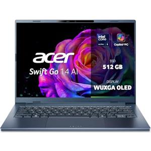 Acer Swift Go 14 AI | Laptop | 14 | Ultra 5 | 16GB | 512GB | 14 OLED 60Hz | Intel Core Ultra 5 226V | 16GB RAM | 512GB SSD | Copilot+ PC | Windows 11 |Tastiera QWERTY|Senza Alimentatore